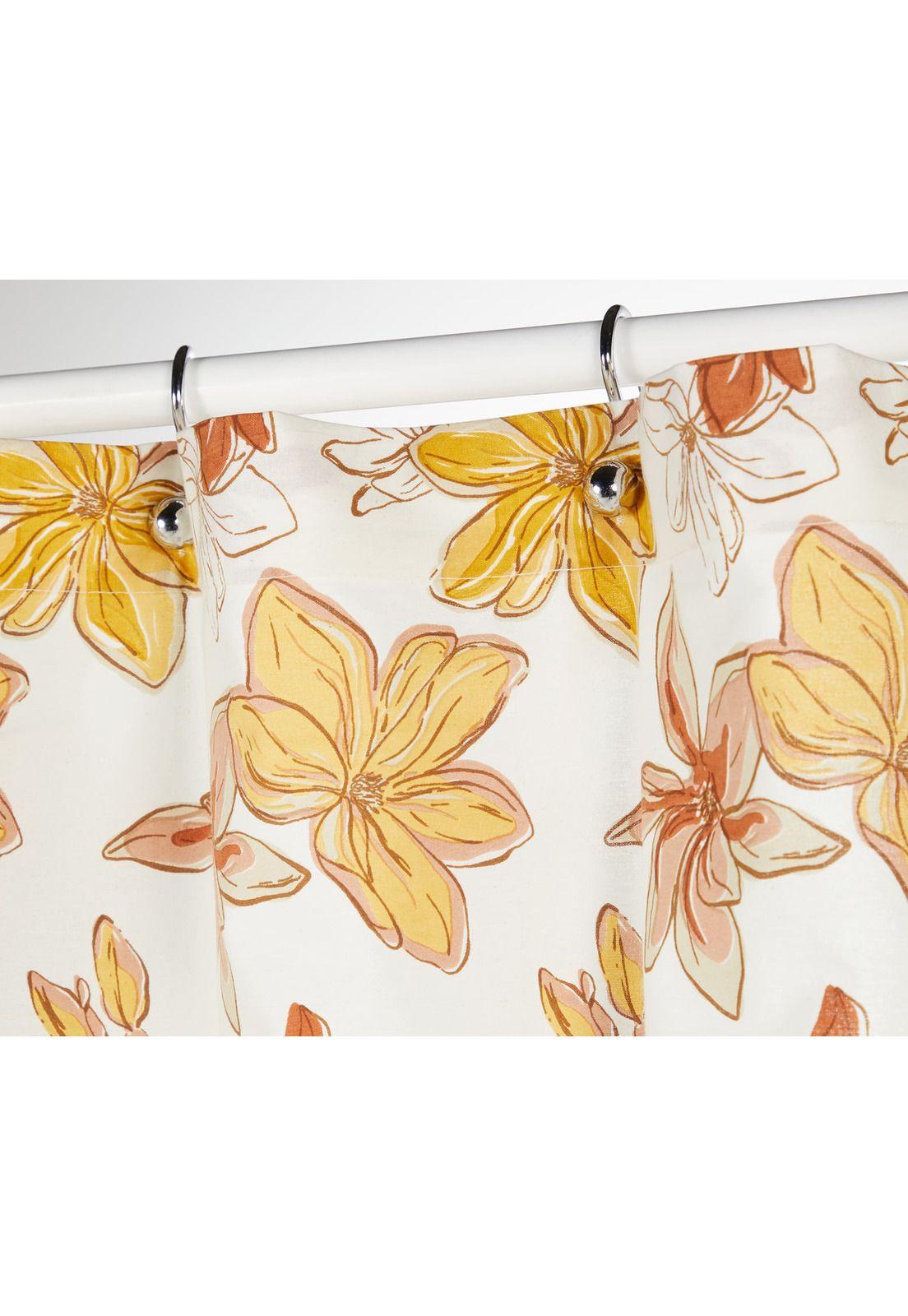 Cortina De Baño 200 X 180 Cm Flores Lounge Blanco-2