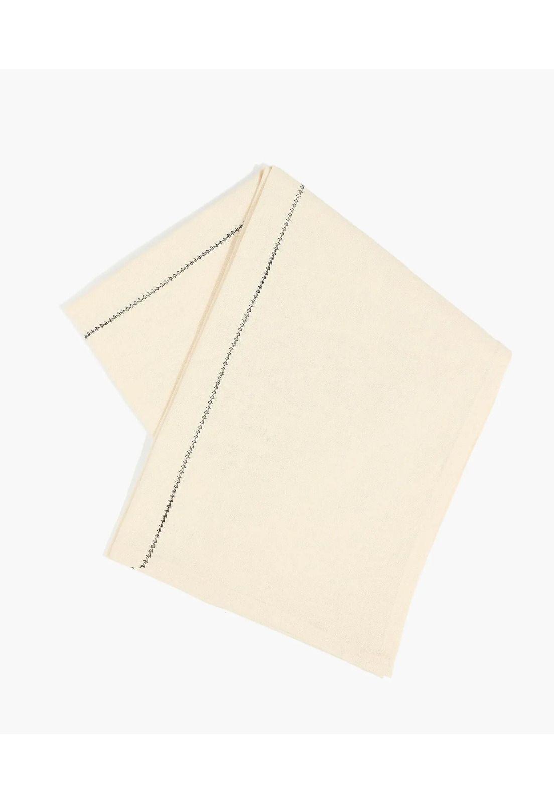 Mantel Algodón Detalles Bordados Beige-0