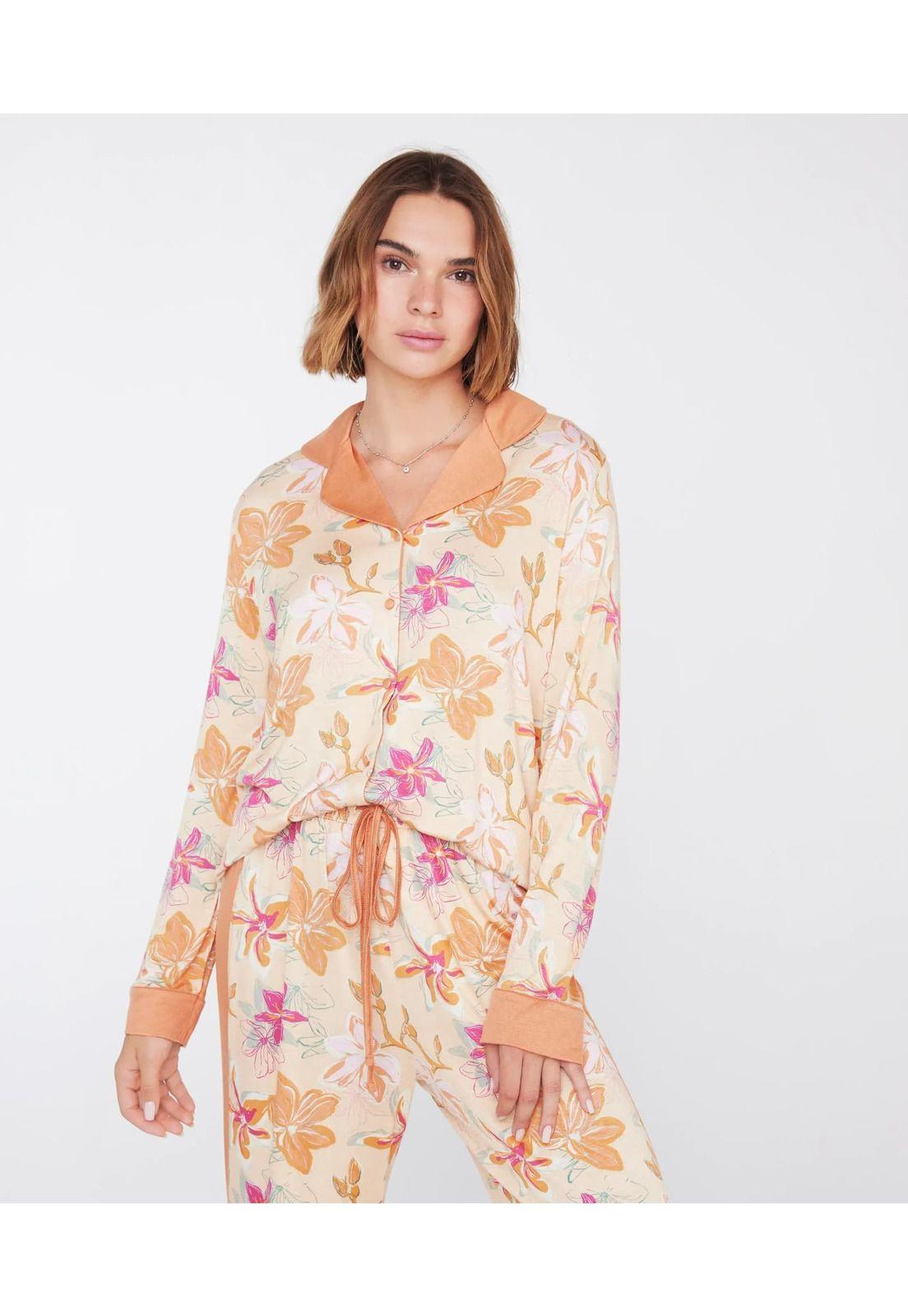Pijama Dreamy Camisero Manga Larga Yellow Garden-0