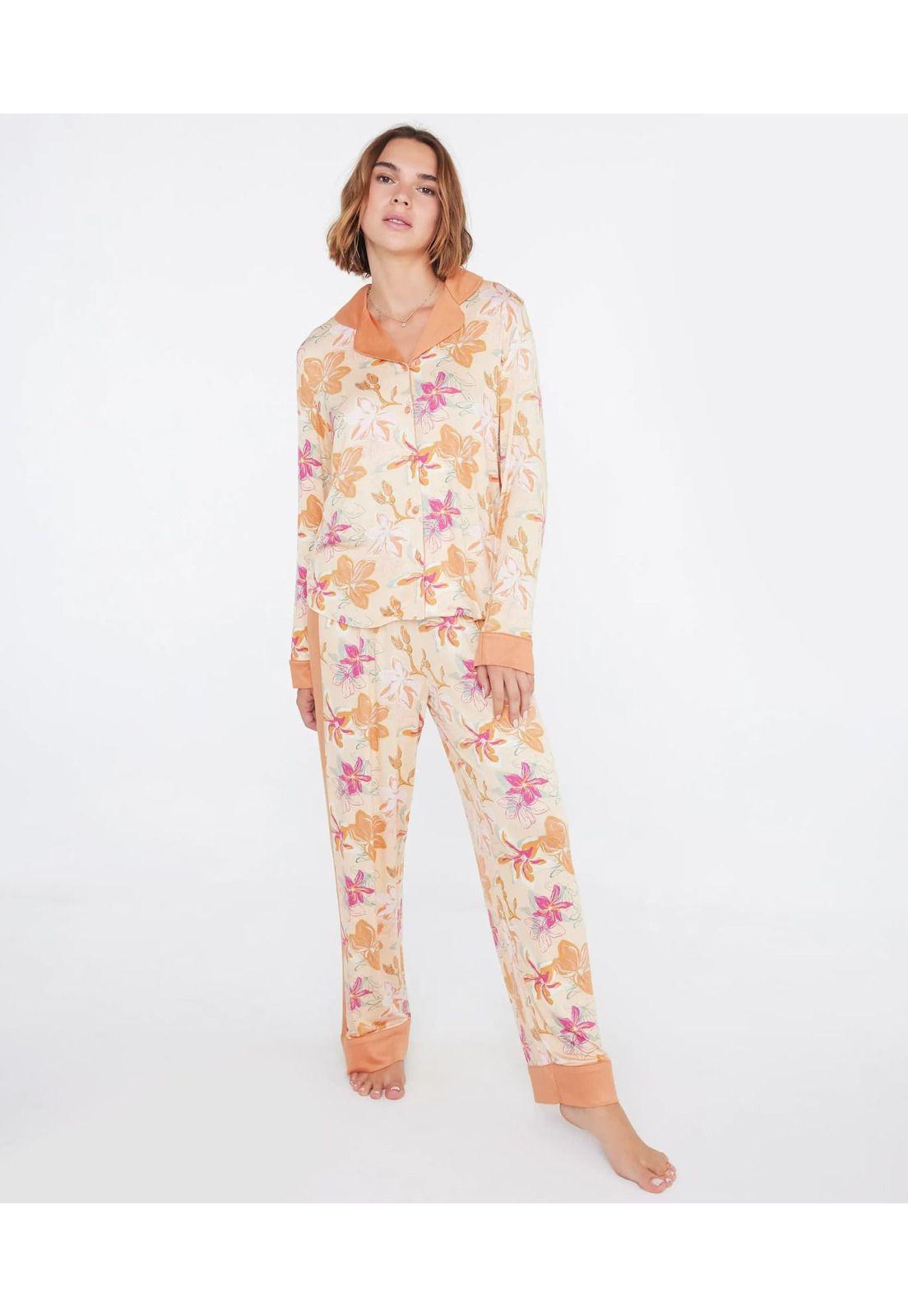 Pijama Dreamy Camisero Manga Larga Yellow Garden-1