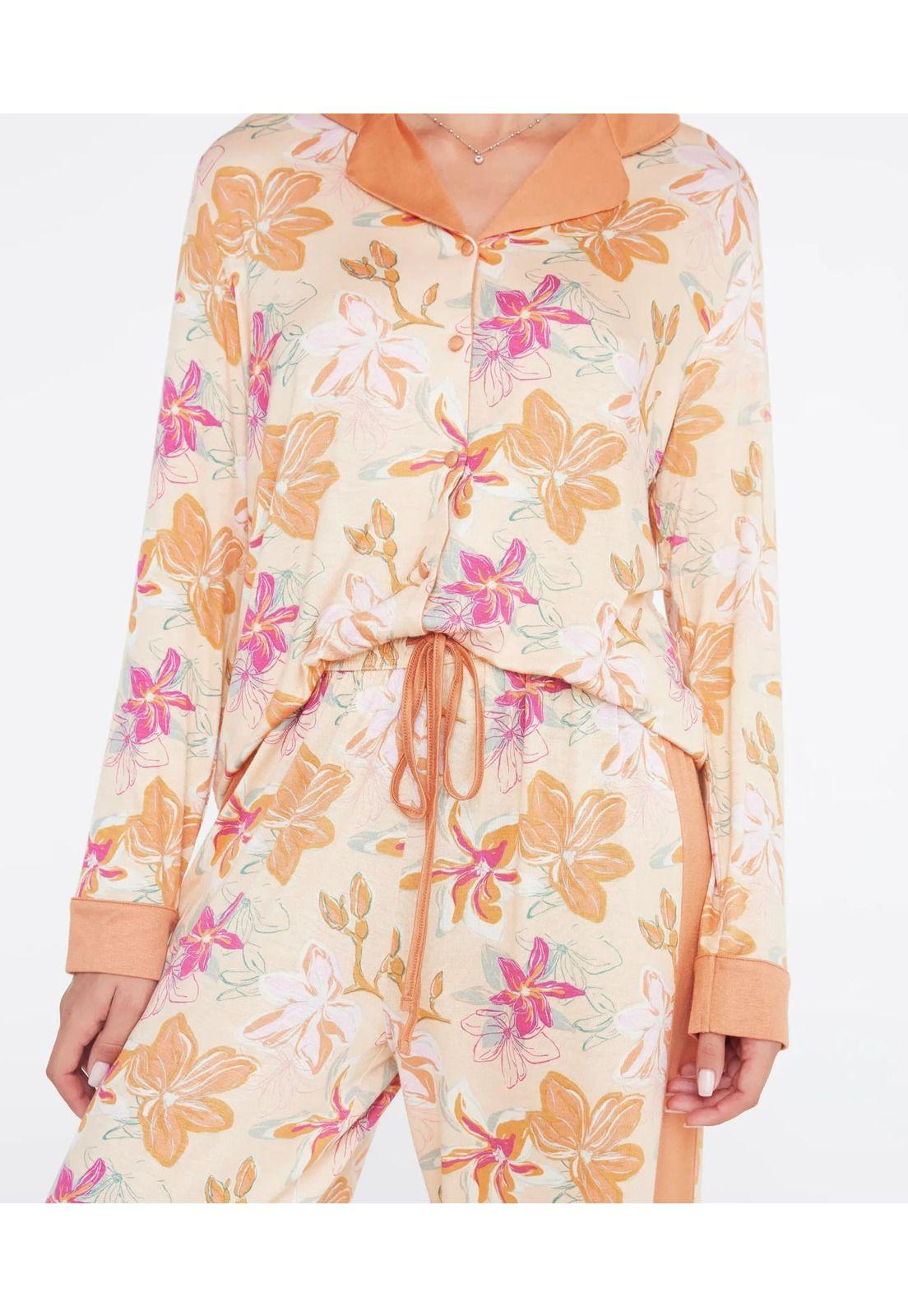 Pijama Dreamy Camisero Manga Larga Yellow Garden-2