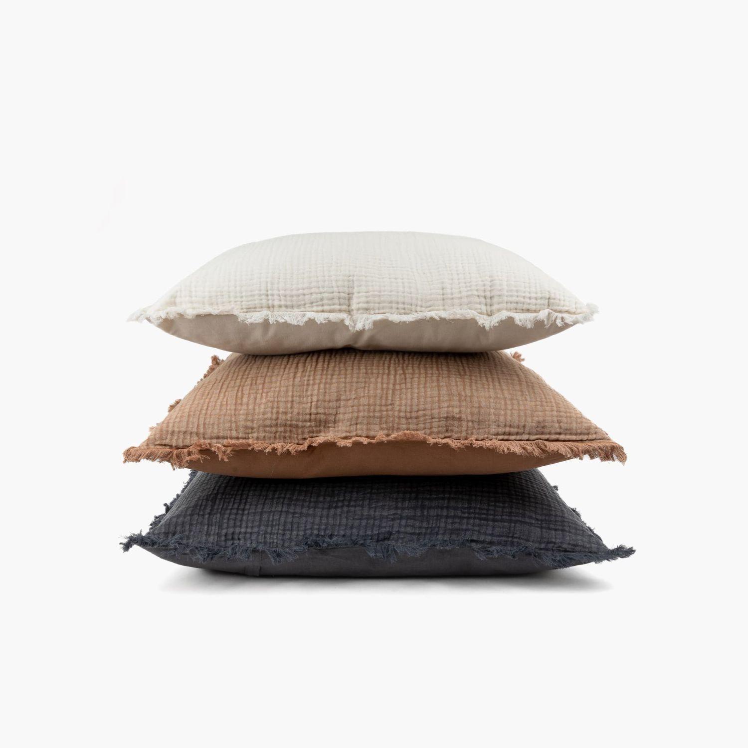 Cojín Mujer Algodón Gauze Flecos 45 X 45 Cm Azul-0