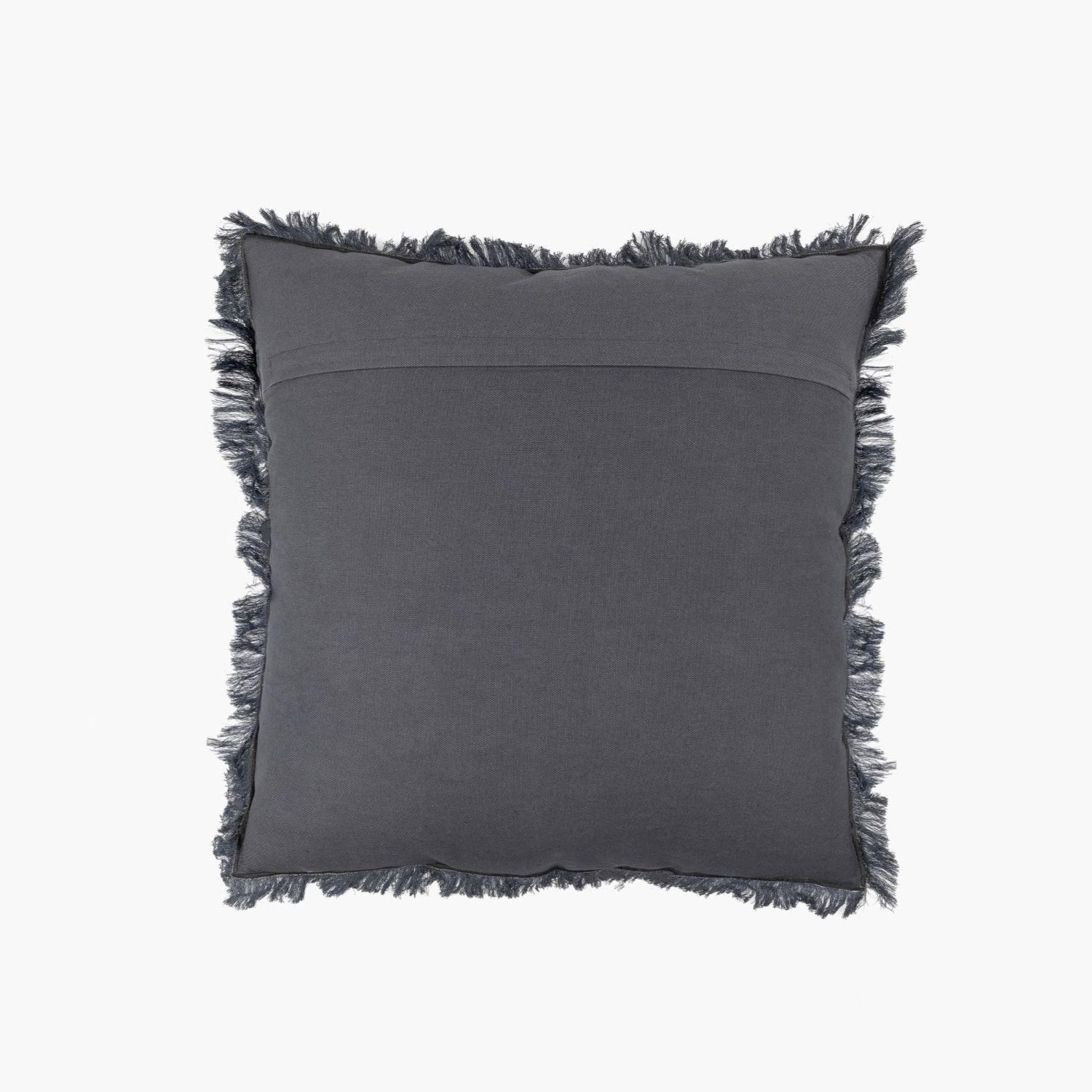 Cojín Mujer Algodón Gauze Flecos 45 X 45 Cm Azul-1