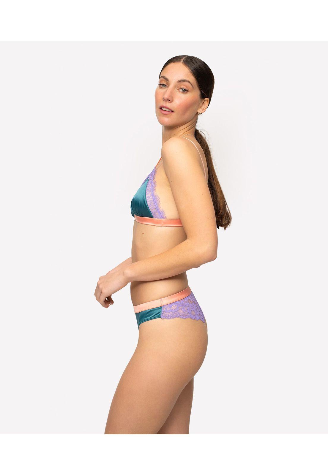Colaless Mujer Dreamy Satinado Encaje Azul-2
