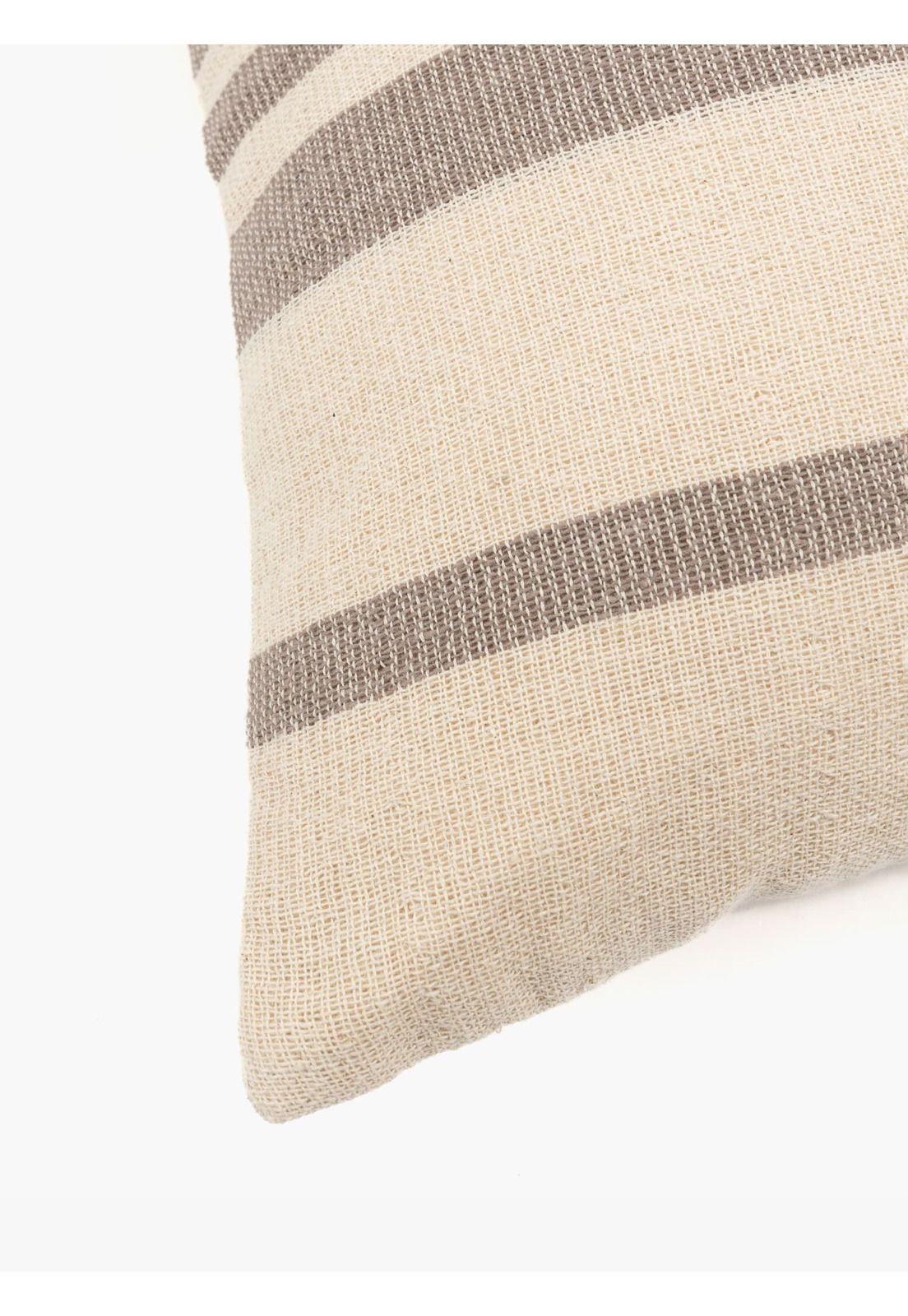 Cojín Algodón Textura Con Líneas Beige-3