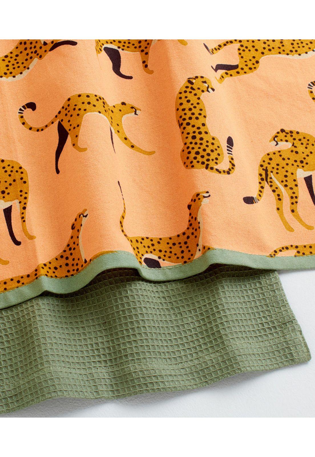 Set Paños De Cocina Tigres Lounge Verde Y Naranjo-3