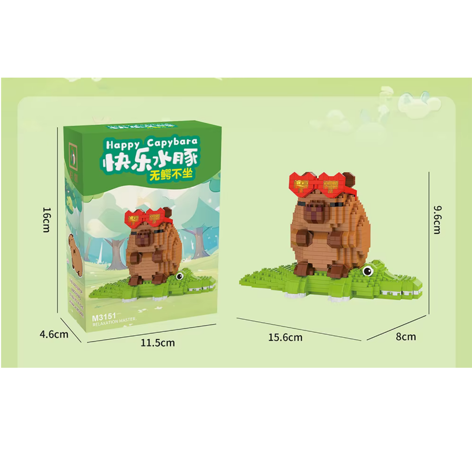 Juguete Mini Bloques Armables Ninos Capibara en Cocodrilo Happy 3d 640 Pcs-2