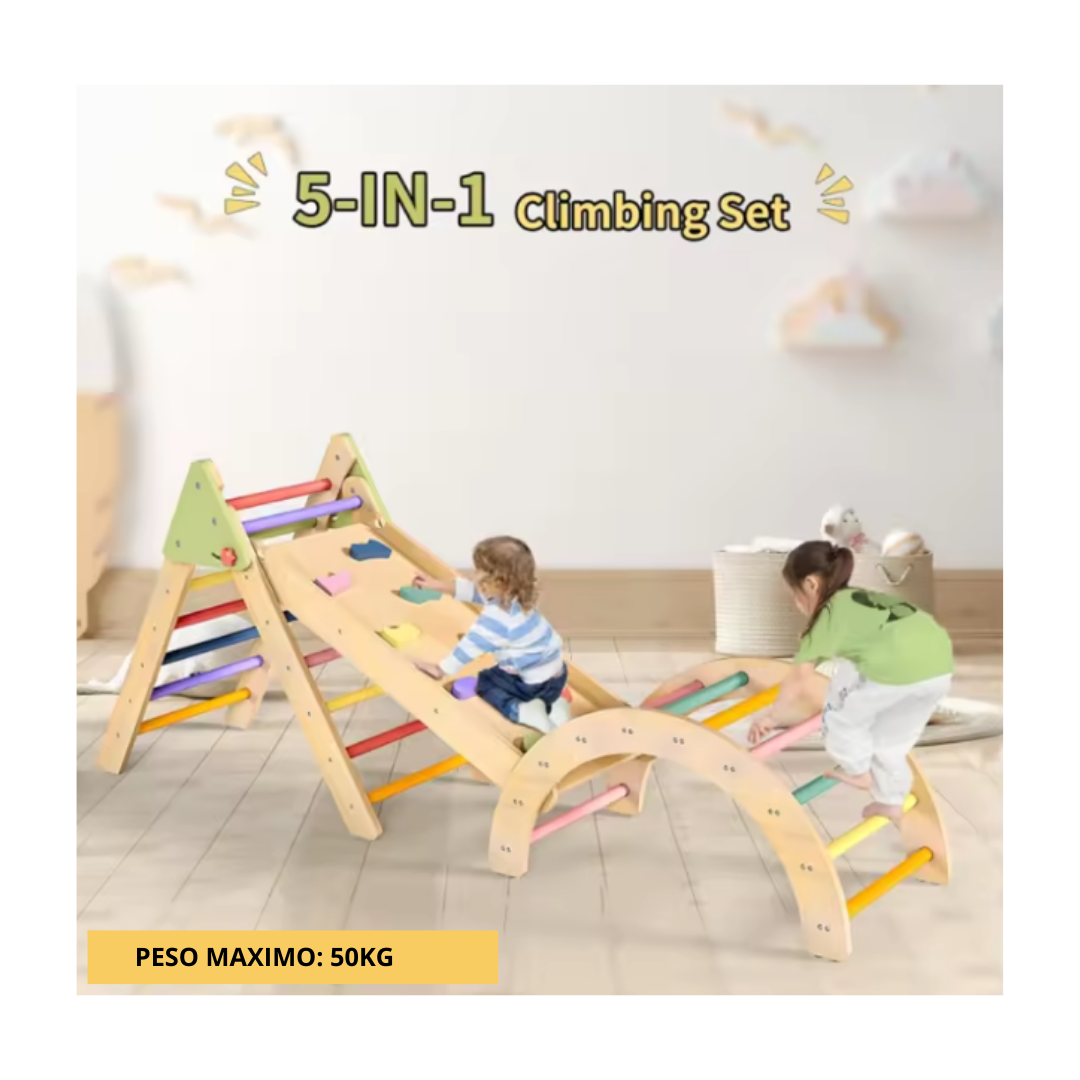 Kit Triangulo Pikler Y Balancin Con Rampa Montessori 5 En 1-3