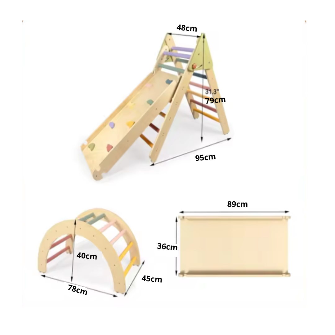 Kit Triangulo Pikler Y Balancin Con Rampa Montessori 5 En 1-4