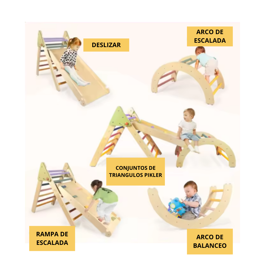 Kit Triangulo Pikler Y Balancin Con Rampa Montessori 5 En 1-5