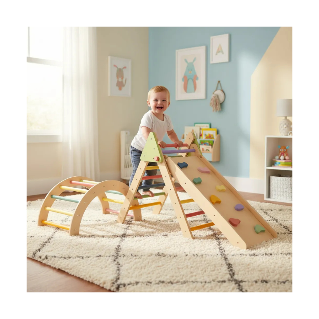 Kit Triangulo Pikler Y Balancin Con Rampa Montessori 5 En 1-6