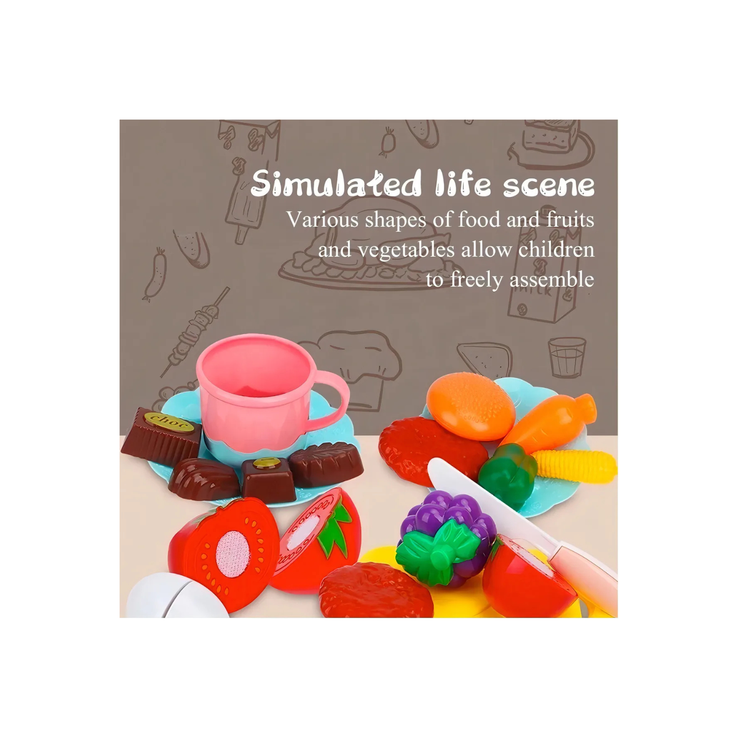 Cocina De Juguete Nina 65cm Con Sonido Luz y Maquina Plastilina 68pcs-5