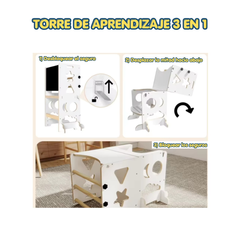 Torre De Aprendizaje Montessori 3 En 1 Plegable Y Segura-5