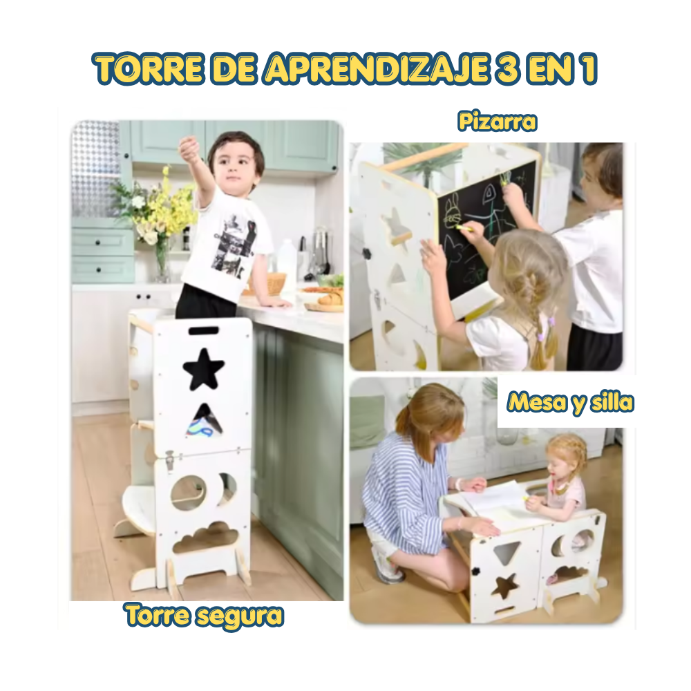 Torre De Aprendizaje Montessori 3 En 1 Plegable Y Segura-7