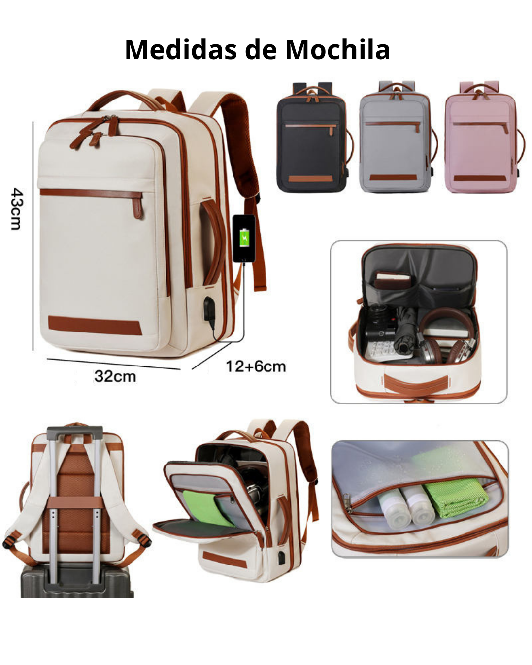 Mochila De Viaje Cabina Impermeable Equipaje De Mano Expandible-4