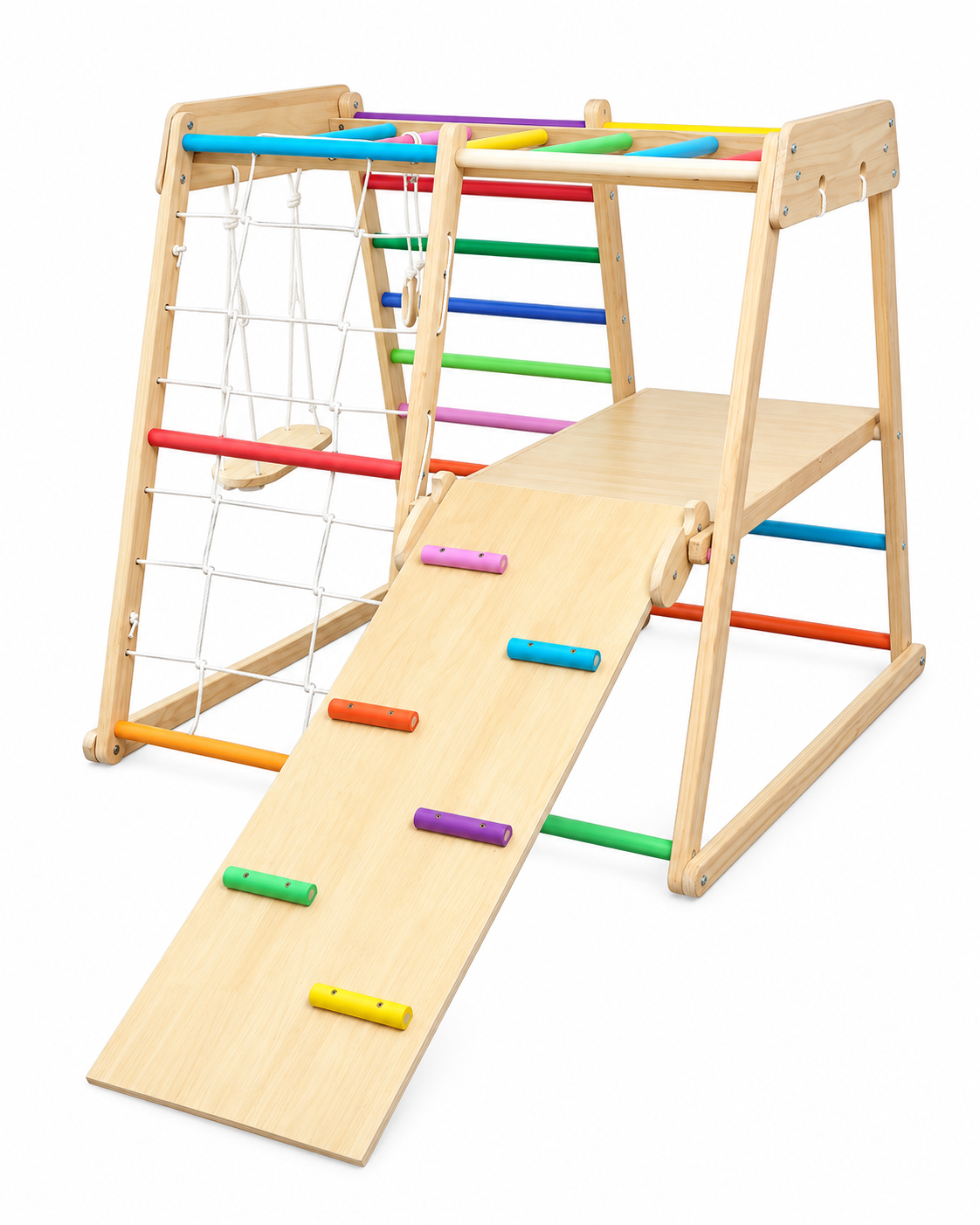 Parque De Escalada Montessori Juego Infantil 7 En 1 Con Rampa Red y Columpio-0