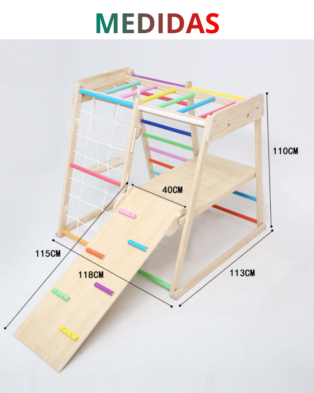 Parque De Escalada Montessori Juego Infantil 7 En 1 Con Rampa Red y Columpio-4