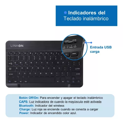 Carcasa funda con teclado para iPad Linkon 102 y 109 color negro-5