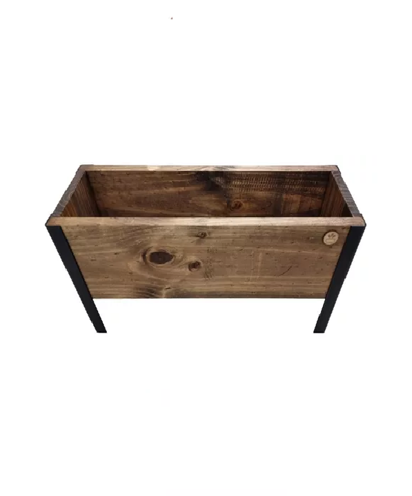 Macetero de Madera 60cm Color Roble con Patas de Fierro-4
