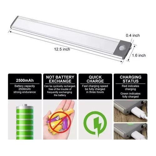 Lampara Barra Led Con S/movimiento Recargable Cocina Closet-2