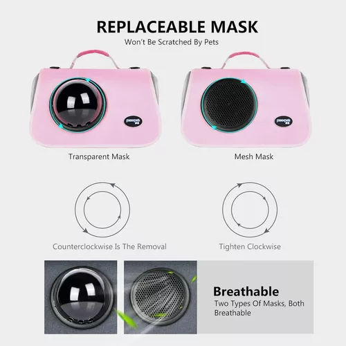 Bolso de transporte para mascotas malla transpirable rosado-4