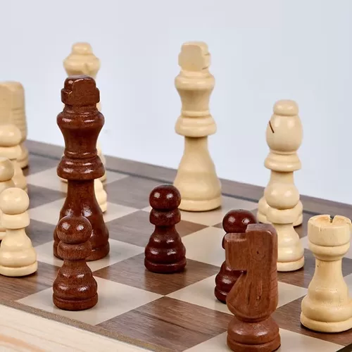 Tablero de ajedrez magnético de madera 40x40 cm 2 en 1-5