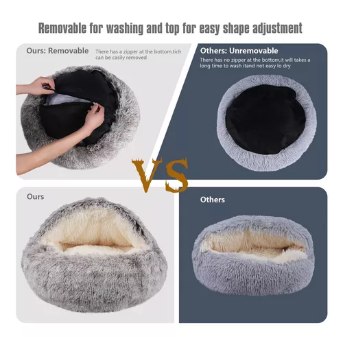 Cama para mascotas iglú felpa 50 cm rosado-2