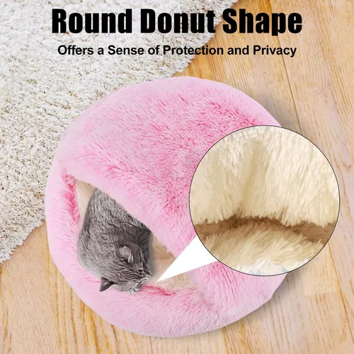 Cama para mascotas iglú felpa 50 cm rosado-4