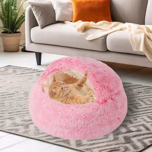 Cama para mascotas iglú felpa 50 cm rosado-6