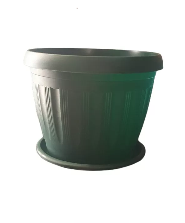 Macetero Redondo con Plato 30cm Verde Oscuro-5