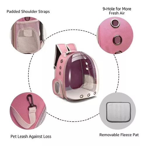 Bolso mochila porta mascotas color rosado-3