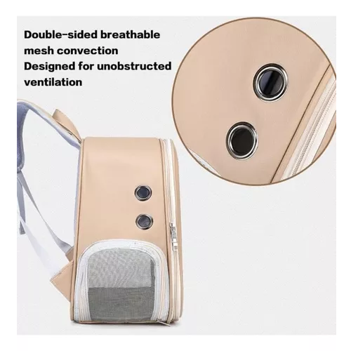 Bolso mochila transportadora para gatos con ventilación verano rosado-3