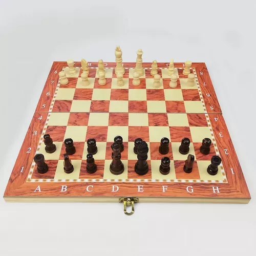 Tablero de ajedrez damas y backgammon 3 en 1 de madera 29 cm-5