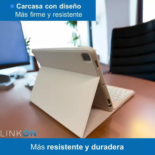 Carcasa funda con teclado para iPad Linkon 102 y 109 color rosado-6