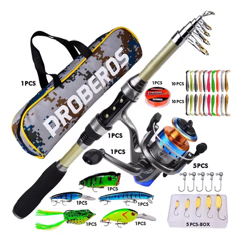 Kit de pesca 18 m caña carrete señuelo y accesorios-2