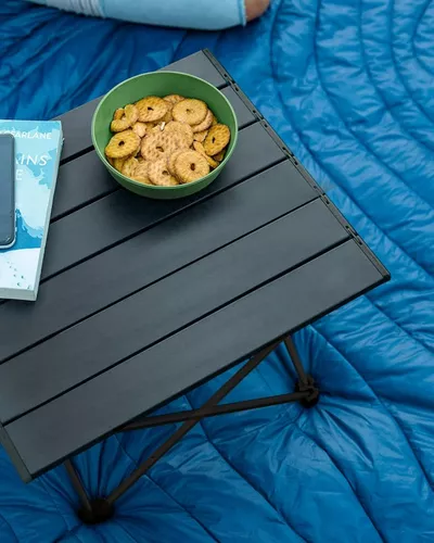 Mesa plegable de camping para paseo y evento con bolso portátil negro-6
