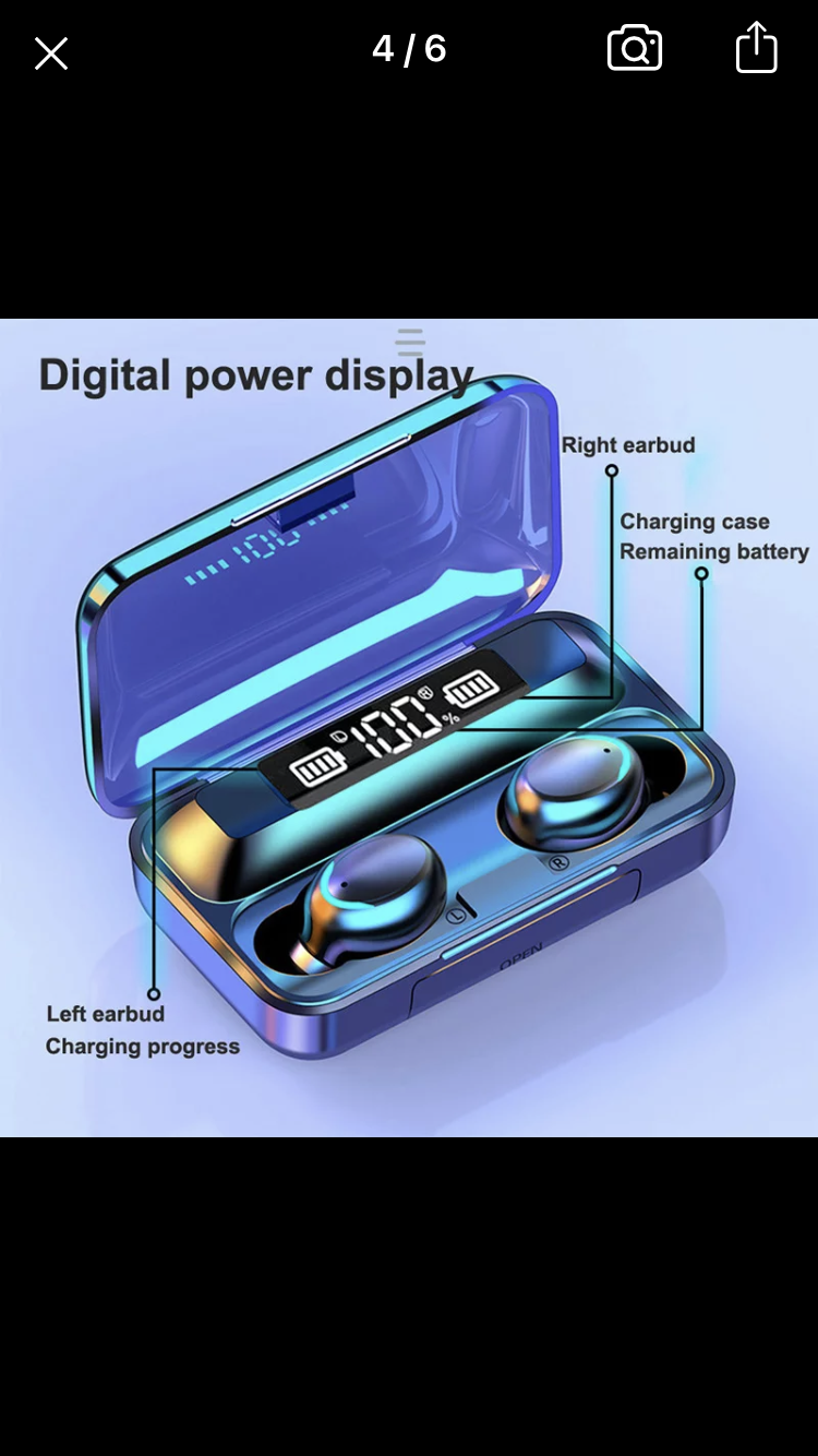 AUDIFONOS BLUETOOH F9 5 TWS INALAMBRICOS NEGROS-2