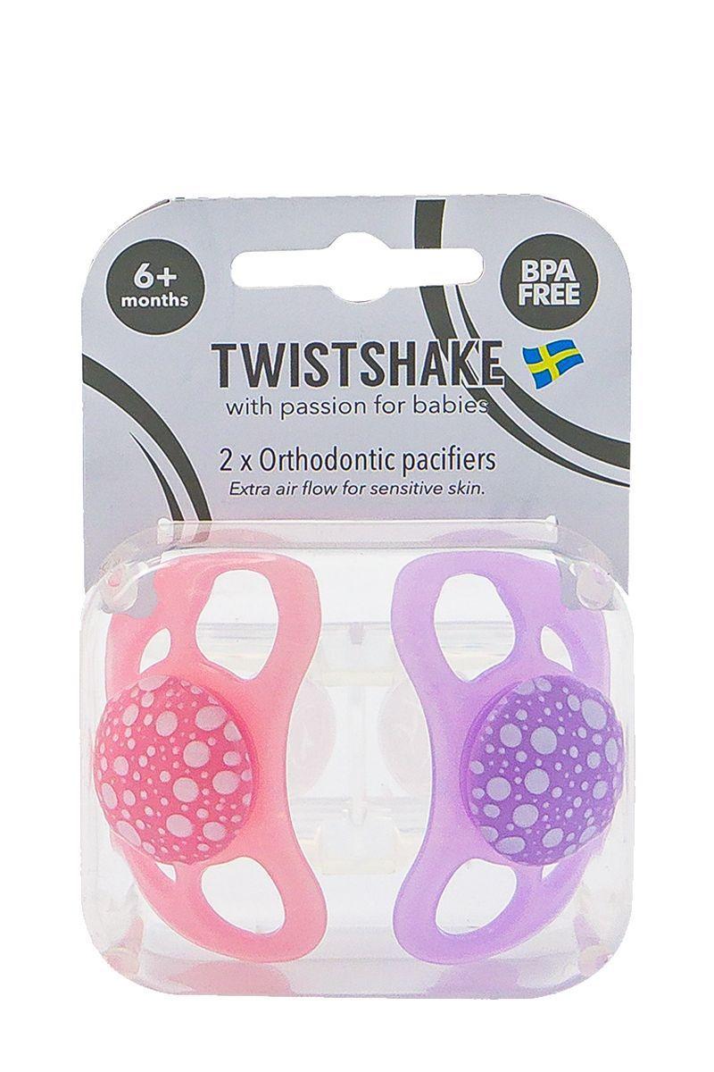 Chupetes Twistshake 6+m 2 uns Rosado Morado-2