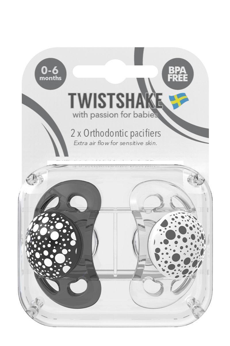 Chupetes Twistshake 0-6m 2 uns Gris Blanco-2