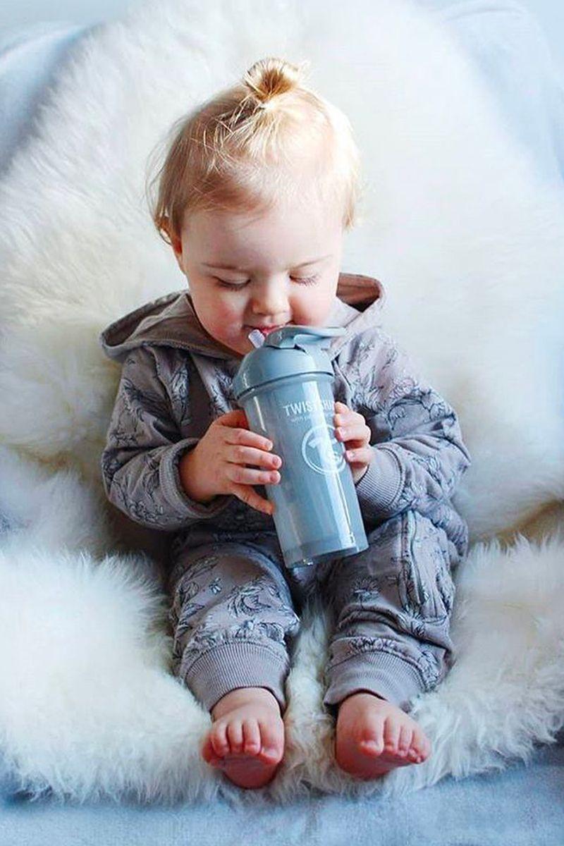 Vaso con bombilla Twistshake Straw Cup 360ml gris-3