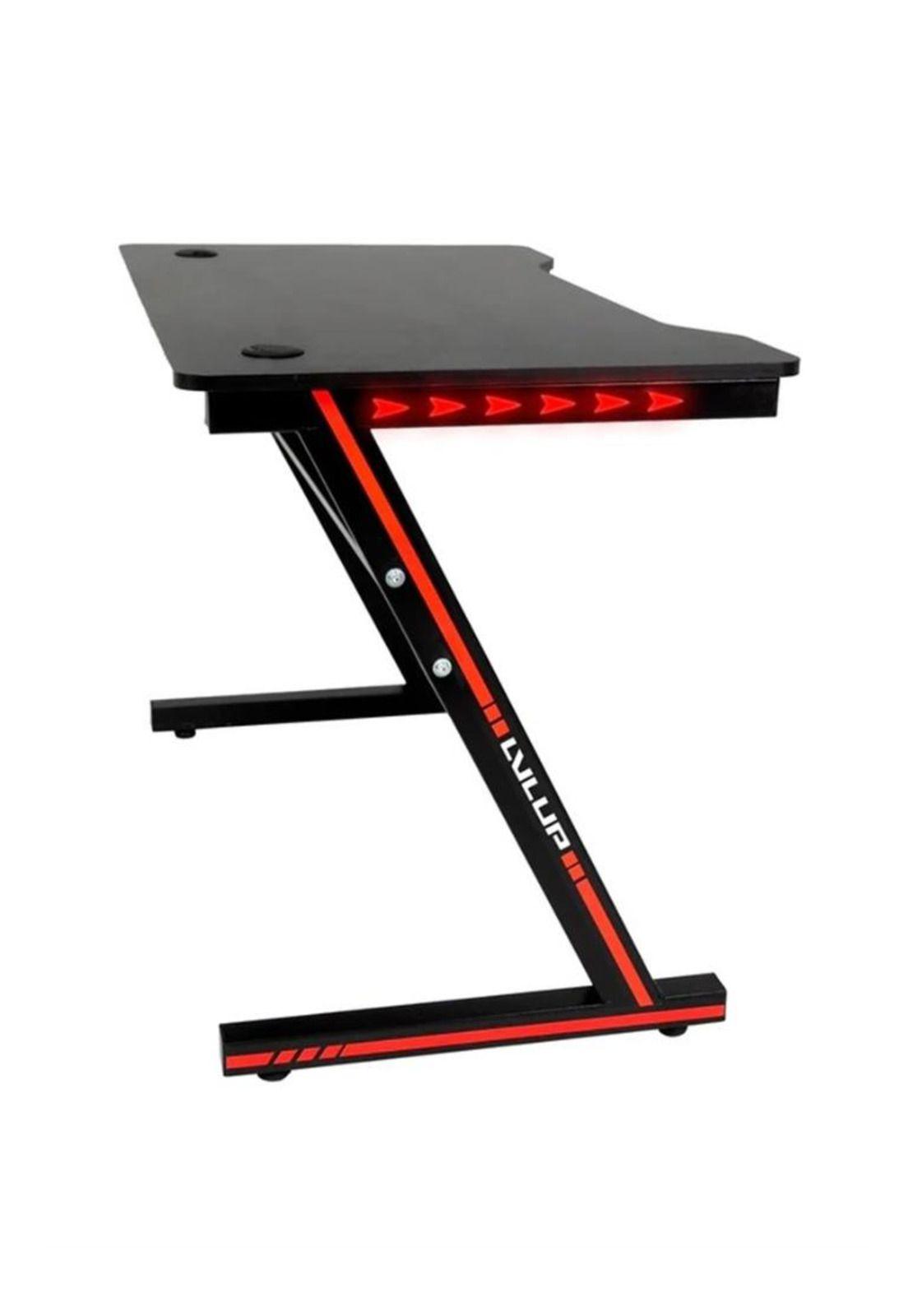 Escritorio gamer LvLup zebra / Color negro y rojo /Con luces-2