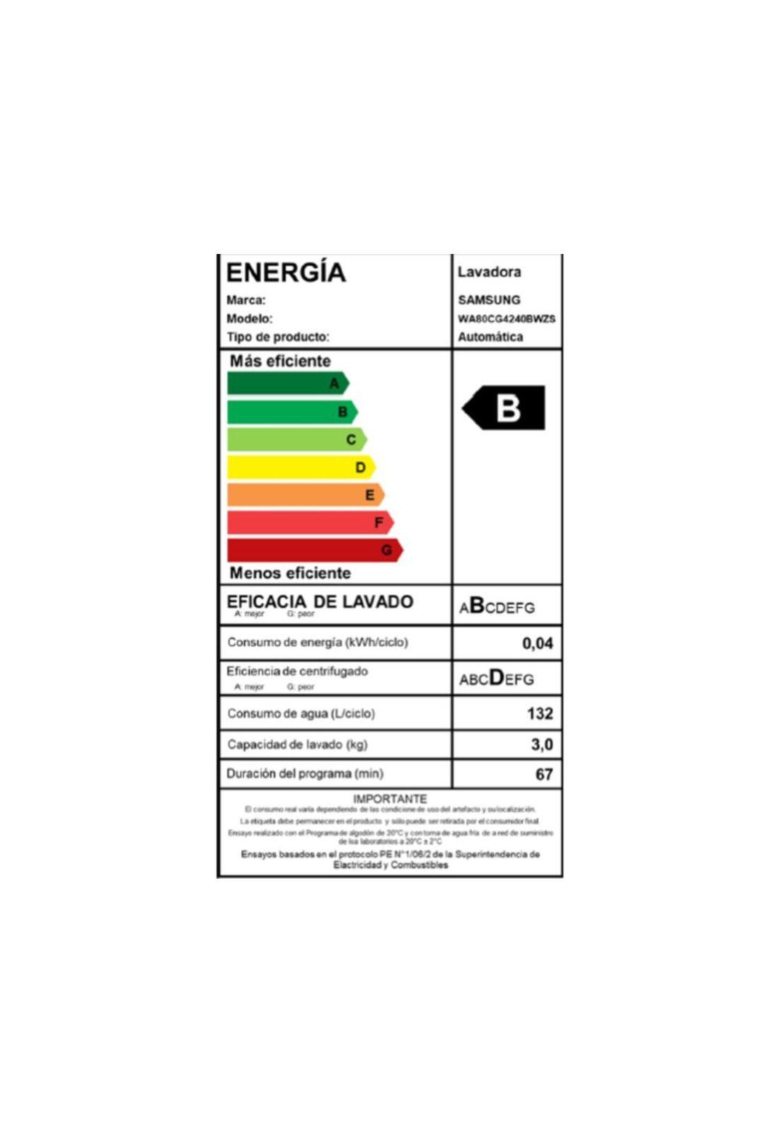 Lavadora Automática Samsung WA80 CG4240BWZS 8 Kg (Nuevo caja dañada)-3