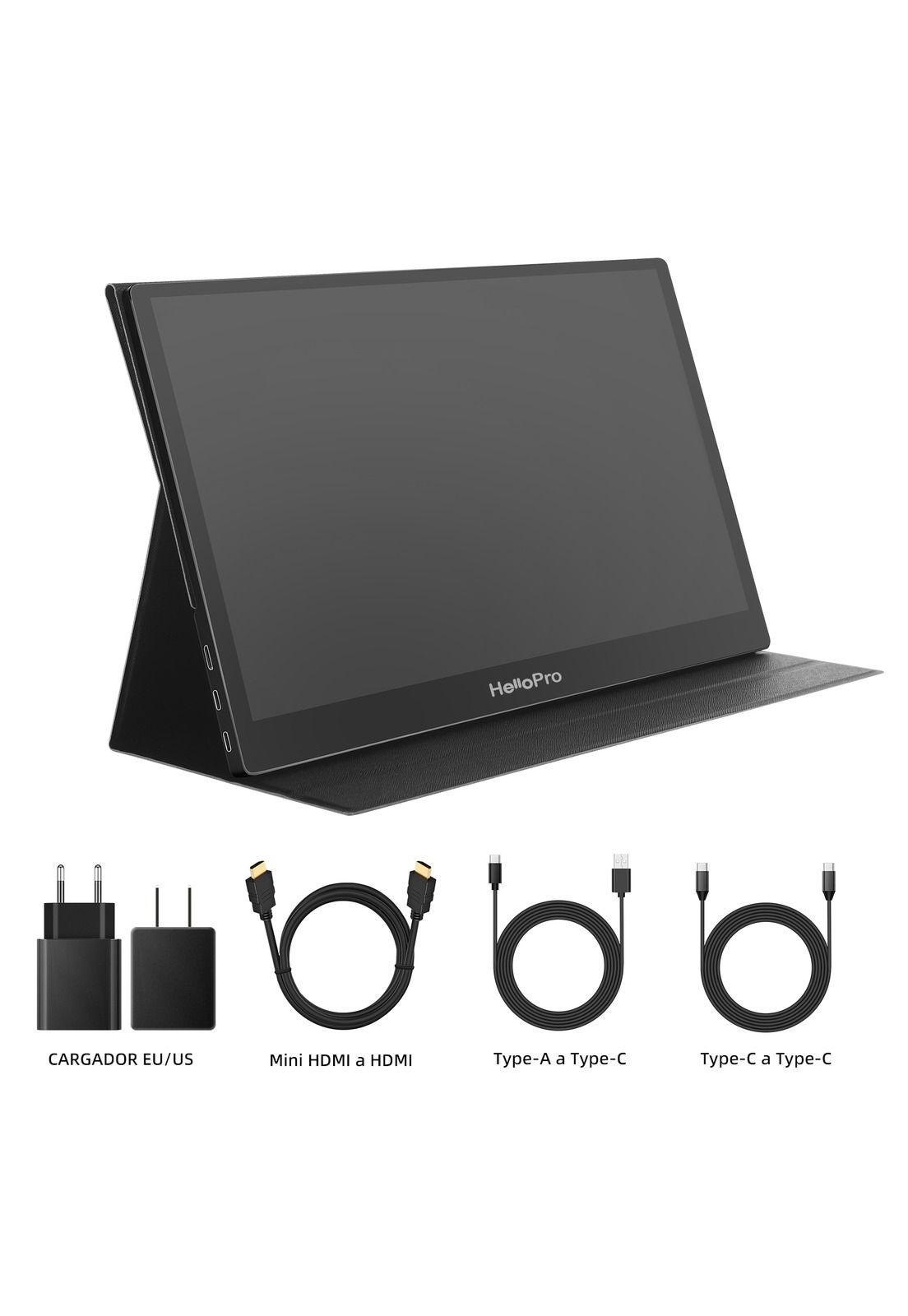 Monitor portatil 15.6" FHD, IPS + funda con soporte/ Hello M1 (Reacondicionado)-1