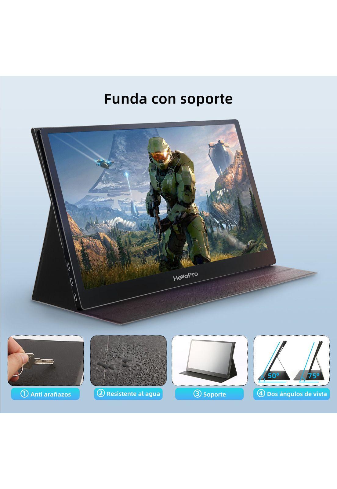 Monitor portatil 15.6" FHD, IPS + funda con soporte/ Hello M1 (Reacondicionado)-4