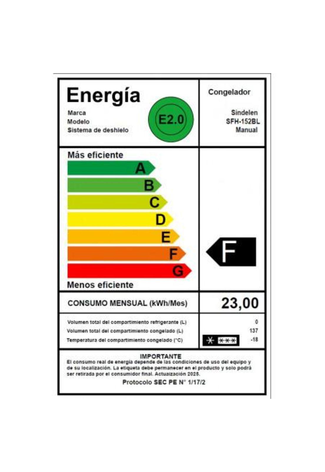 Freezer Horizontal Sindelen SFH-152BL 133 L (Nuevo caja dañada)-3