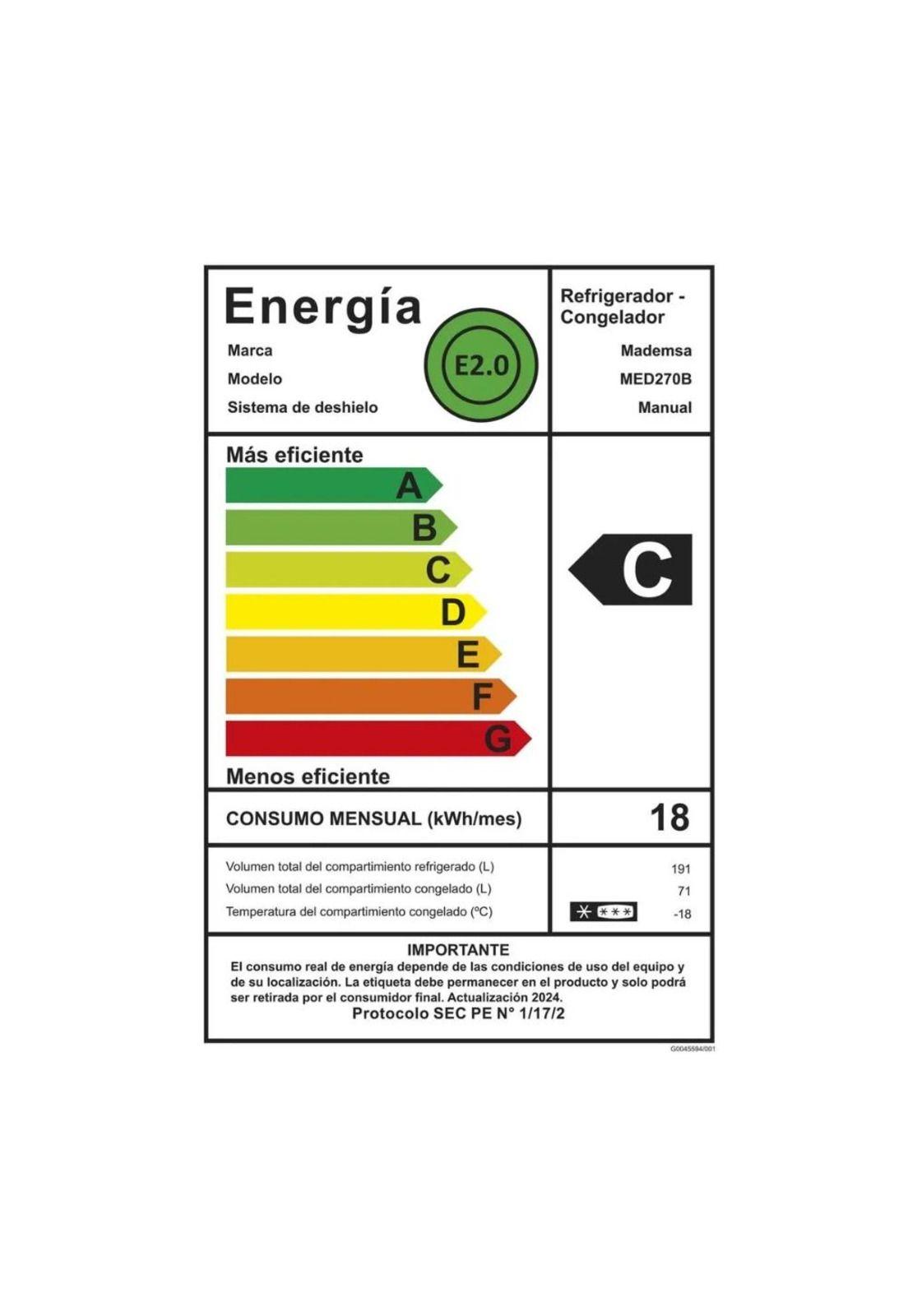 Refrigerador Frío Directo Bottom Freezer MED270B/ 262 LTS/ Mademsa (Nuevo caja dañada)-4