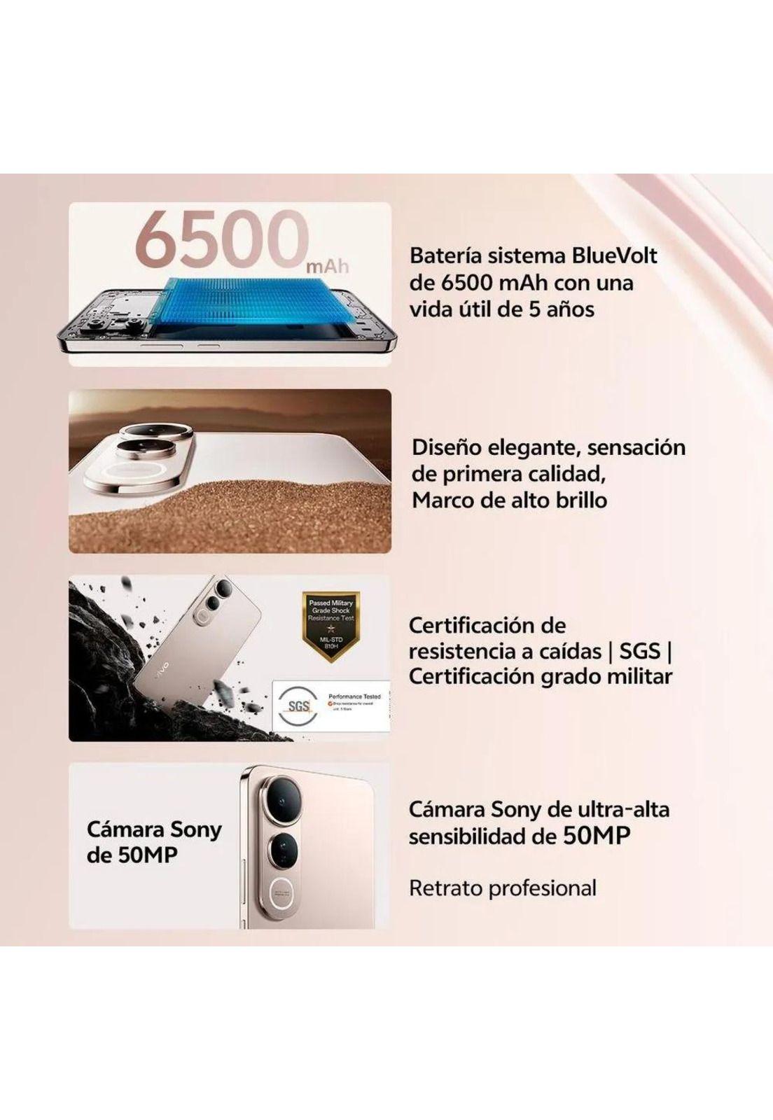 Celular Smartphone  VIVO V50 5G Lite /8GB /256GB/V2440/ Dorado Titanio-4