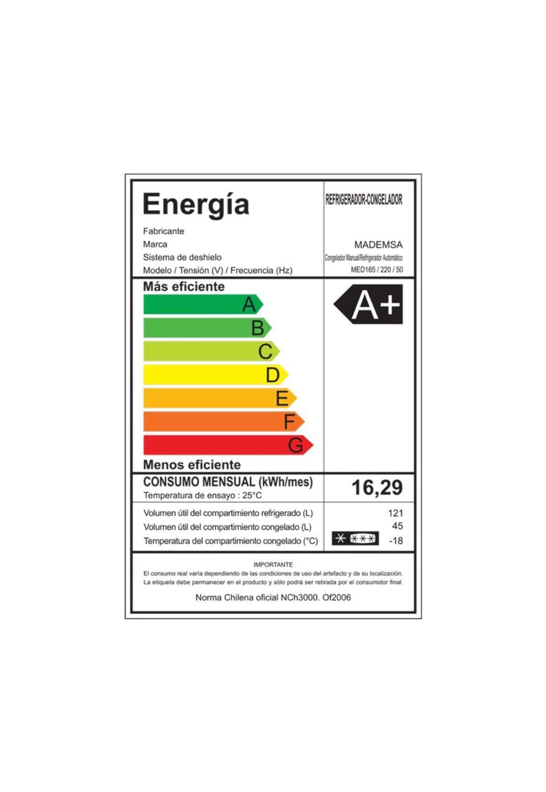 Refrigerador Bottom Freezer MED165 Inox / 166 LTS/ Mademsa/ Inox (Nuevo caja dañada)-4