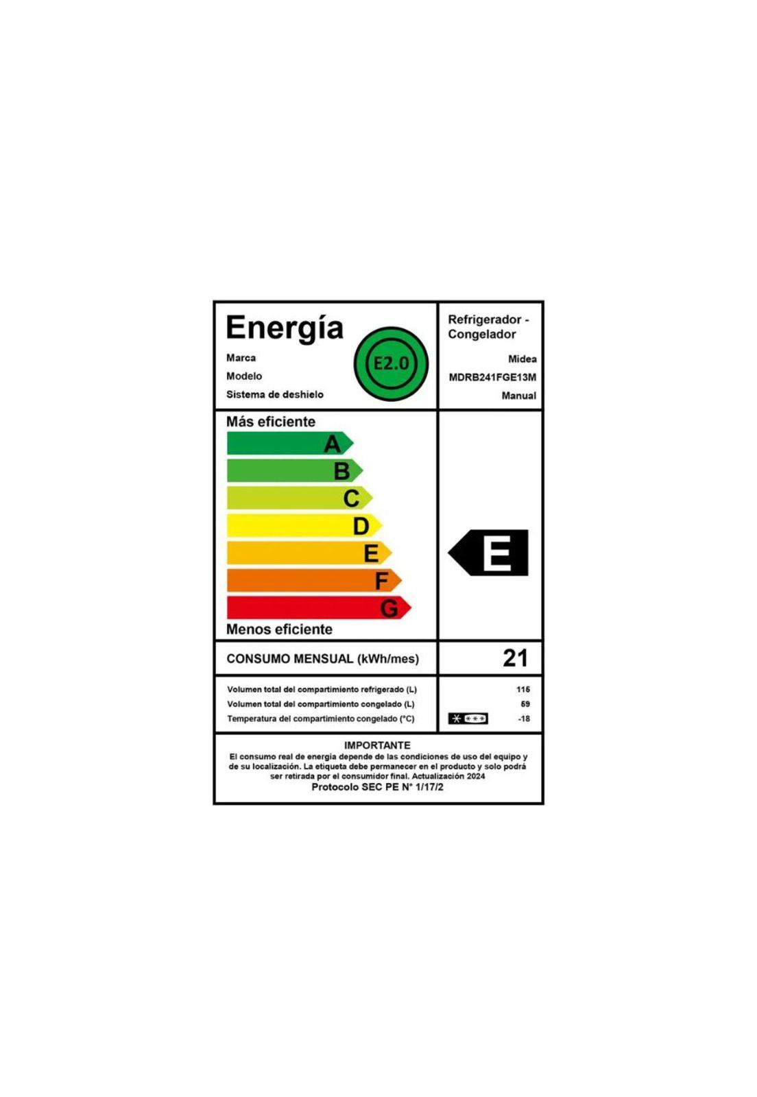 Refrigerador Bottom Freezer Frio Directo MDRB241FGE13/ 174 LTS/ Midea (Nuevo caja dañada)-4