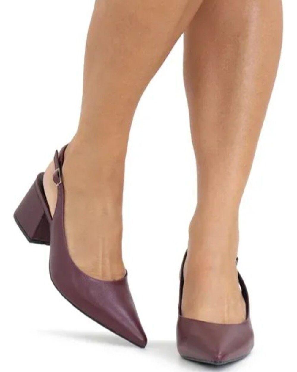 Zapato Mujer Slingback Taco Medio C modo 100 Cuero-3